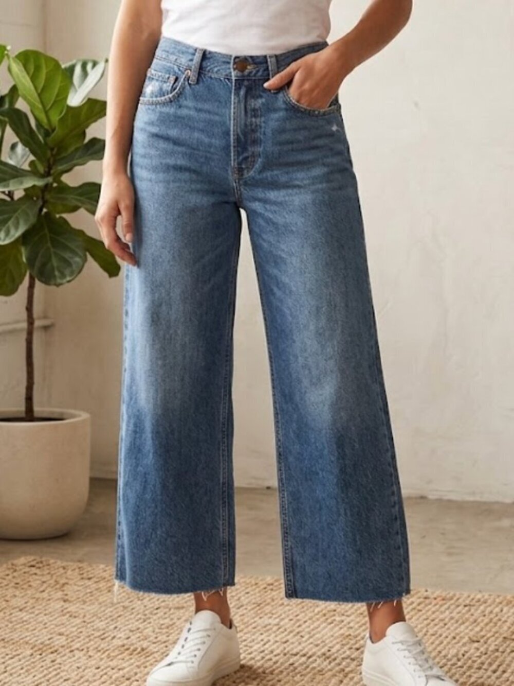 Madewell Low Slung Baggy Crop Jeans 25P Raw Hem Relaxed Trendy Denim
